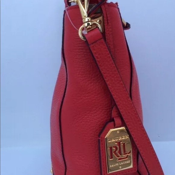 Ralph Lauren Hobo Handbag Morrison Double Zip Red - Picture 5 of 7